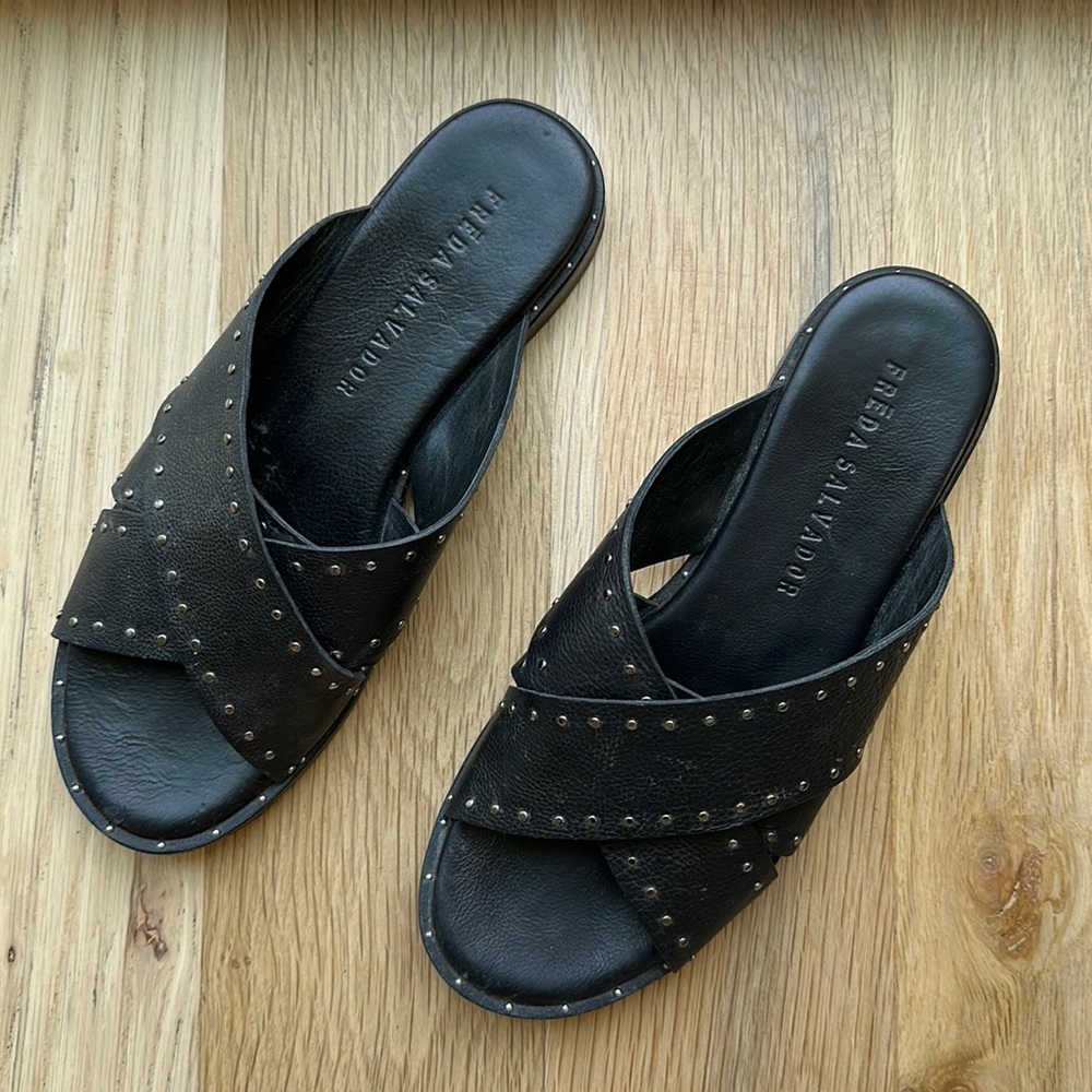Freda Salvador Studded Leather Sandals. Size 6
